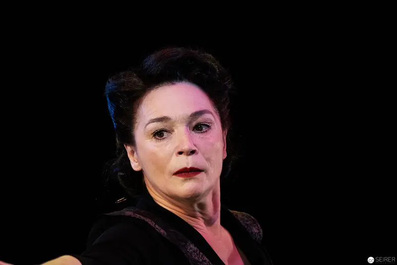 Alexandra Krismer as Lakrimosa, Dramatic Theatrical Portrait in Dark Costume