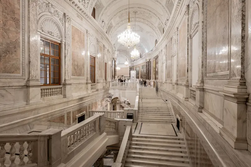 Ornate Interior of Naturhistorisches Museum Vienna with Grand Marble Staircase