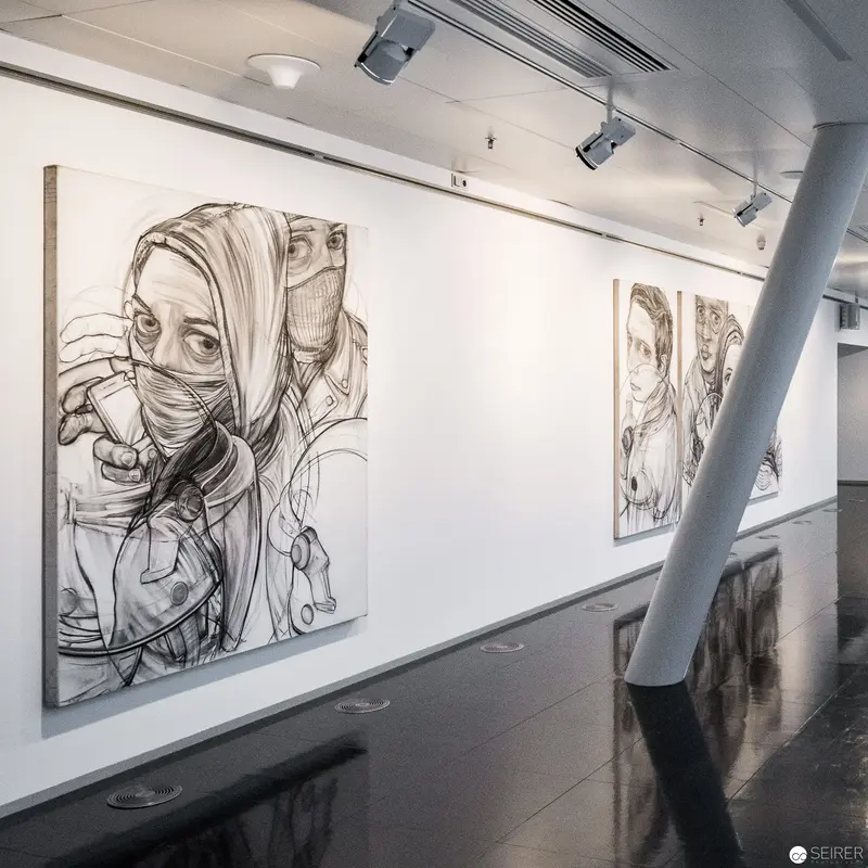 Stylianos Schicho Exhibition: Monochromatic Sketch Portraits at Strabag Kunstforum