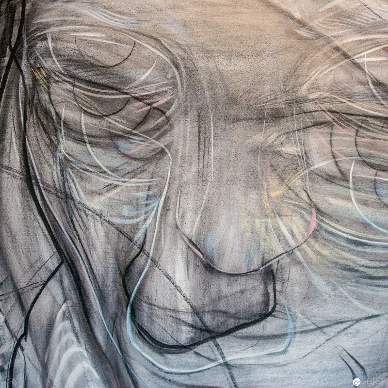Abstract Portrait Exploring Emotional Depth through Fluid Graphite and Gestural Lines
