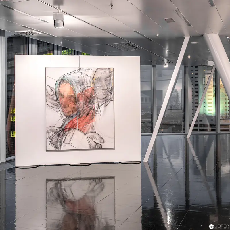 Stylianos Schicho Exhibition View at Strabag Kunstforum: Fragmented Figurative Sketch
