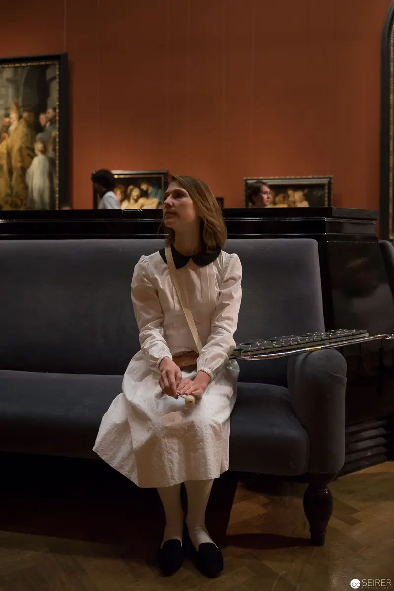 Performer in White Dress During Ganymed Performance at Kunsthistorisches Museum Wien