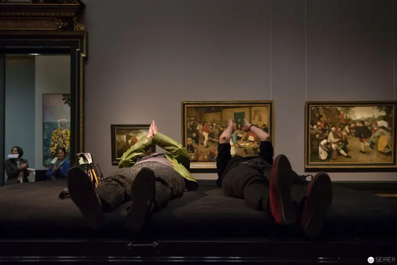 Visitors Reclining in Gallery Space during Ganymed Performance at Kunsthistorisches Museum Wien