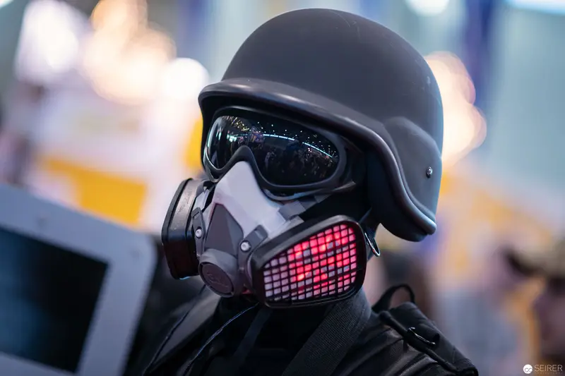 Cyberpunk Cosplay Figure at Vienna Comic Convention 2018 with LED Mask