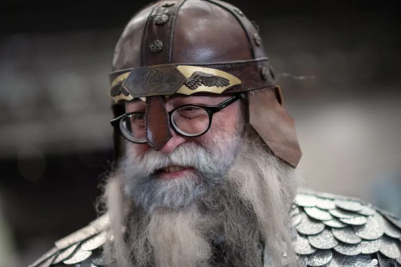 Veteran Cosplayer in Medieval Warrior Costume at Vienna Comic Convention