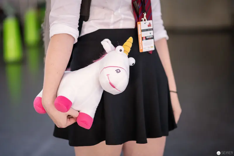 Unicorn Plush and Black Skirt at Vienna ComicCon 2018