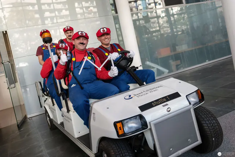 Mario Cosplay Team in Official Golf Cart at VIECC 2018 Comic Convention
