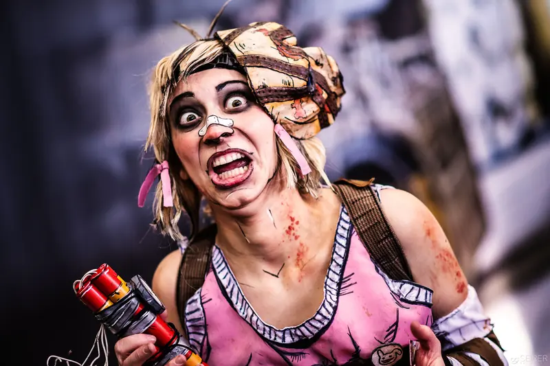 Cosplayer in Vivid Makeup and Bloody Costume at Vienna ComicCon 2018