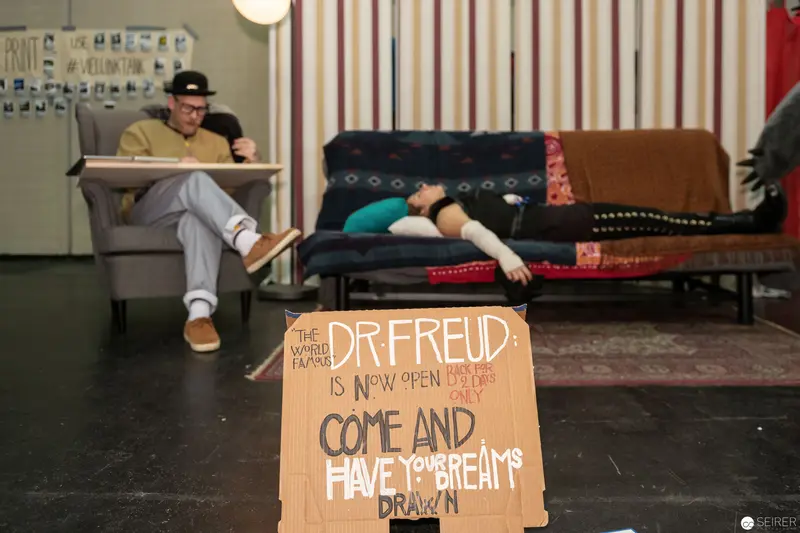 Dr. Freud Installation at Comic Convention Featuring Psychoanalytic Humor and Performance Space