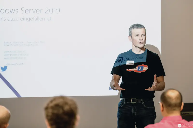Windows Server 2019 Technology Presentation with Speaker Gesturing