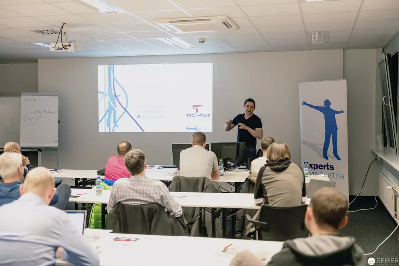 Professional Training Seminar with Presenter in Corporate Conference Room