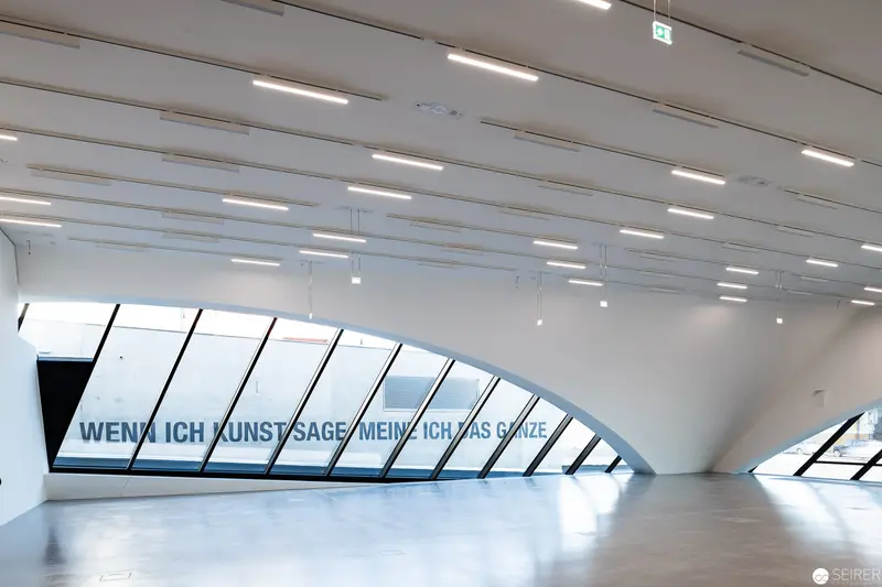 Architectural Interior with Poetic Text at Modern Art Gallery or Museum Space