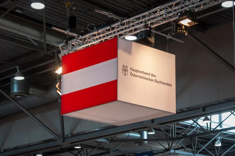 Austrian Bookdealers Association Flag Display at Exhibition Space