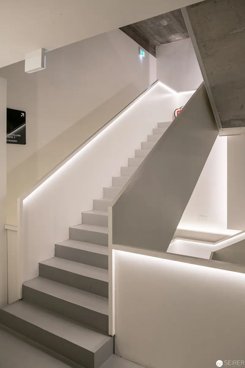 Minimalist Interior Staircase with Dramatic Linear Illumination
