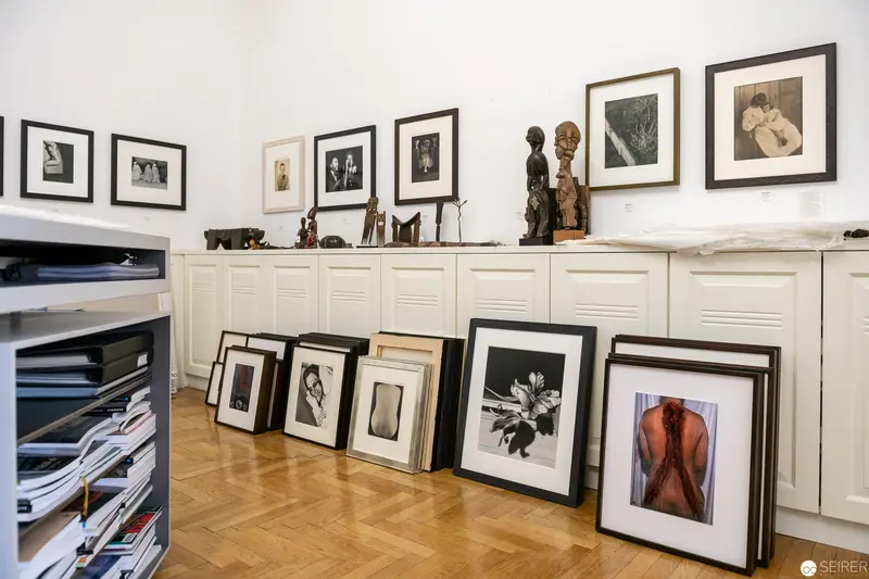 Photography Studio Archive: Framed Artworks and Prints in Organizational Space