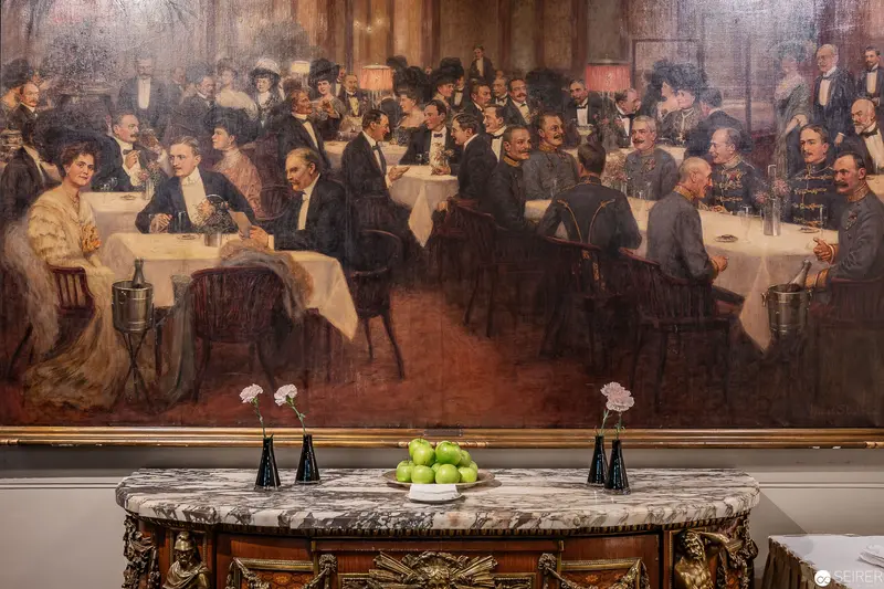 Elegant Dining Scene at Hotel Bristol Vienna, Late 19th Century Social Gathering