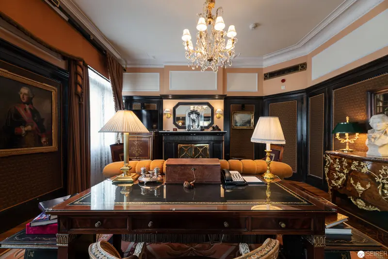 Luxurious Study in Dark Wood and Crystal at Historic Vienna Hotel Bristol