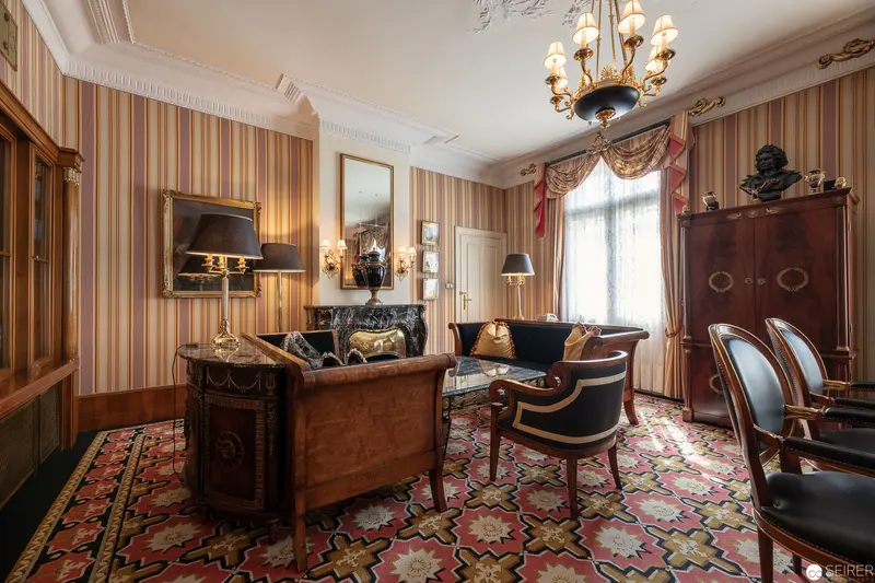 Luxurious Viennese Hotel Bristol Interior with Ornate Neoclassical Salon Decor