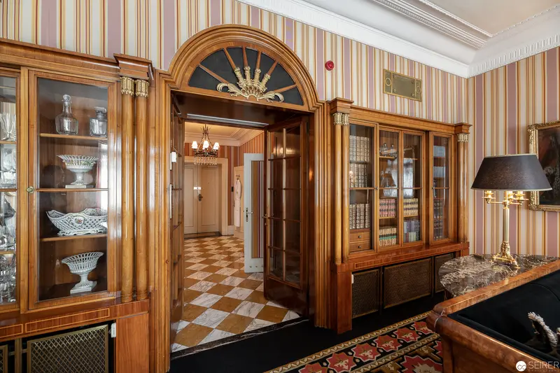 Ornate Hotel Bristol Interior with Architectural Wood Paneling and Glass Cabinets, Vienna