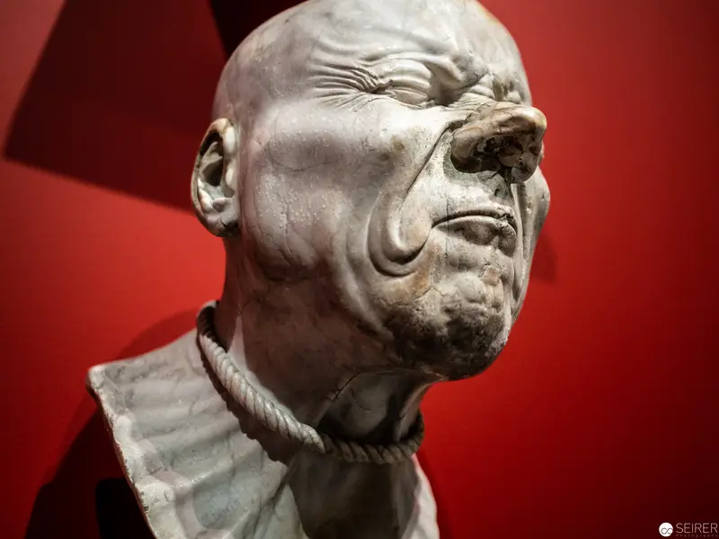 Marble Bust of Intense Human Expression with Dramatic Contorted Facial Features