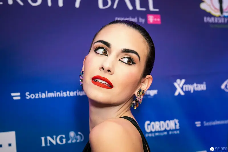 Cultural Gala Red Carpet Portrait with Dramatic Makeup and Jewelry