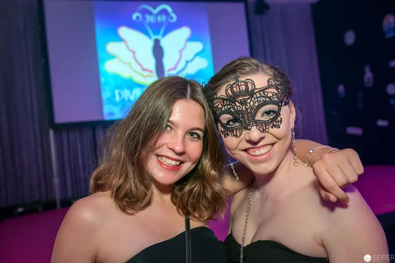 Two Women in Masquerade: Costumed Portrait at Evening Event