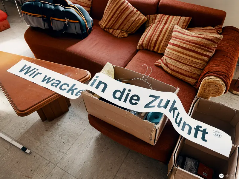 Cardboard Box and Scattered Text Revealing Conceptual Message about Future