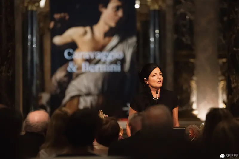 Curator Presenting at Caravaggio & Bernini Exhibition Opening at Kunsthistorisches Museum Wien