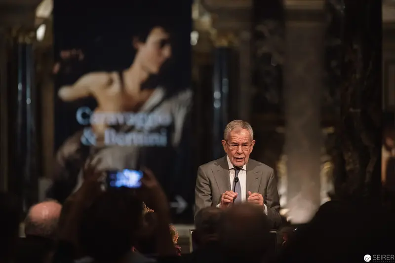 Alexander Van der Bellen Speaking at Caravaggio & Bernini Exhibition Opening, Kunsthistorisches Museum Wien