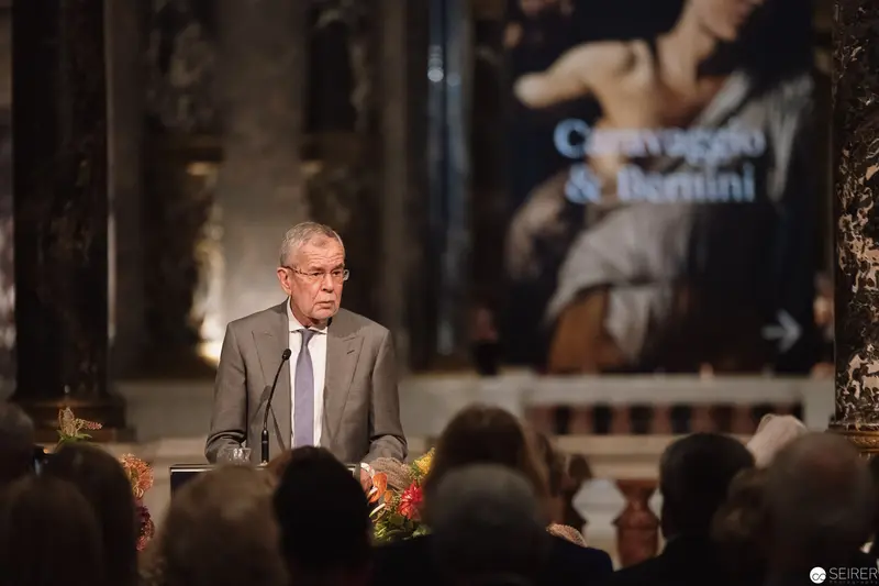 Alexander Van der Bellen Speaking at Caravaggio & Bernini Exhibition Opening, Kunsthistorisches Museum