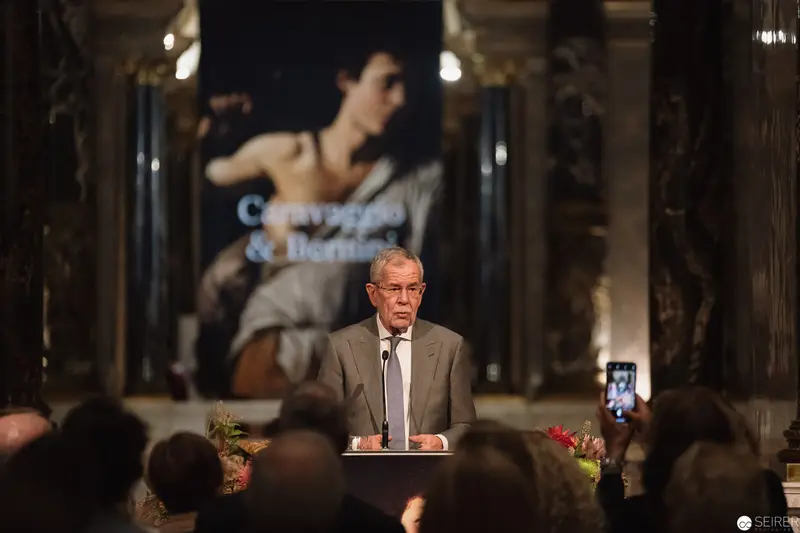 Alexander Van der Bellen Speaking at Caravaggio & Bernini Exhibition Opening, Kunsthistorisches Museum
