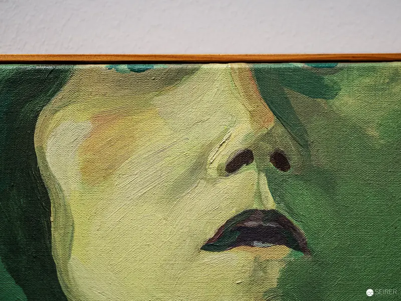 Maria Lassnig's Introspective Portrait in Green and Yellow Tones