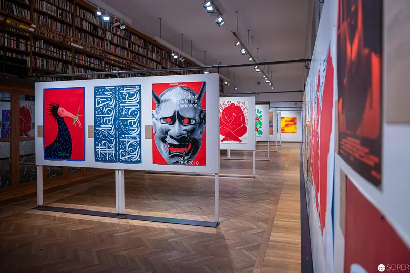 Contemporary Art Exhibition at MAK: Graphic Prints in Red and Blue Tones