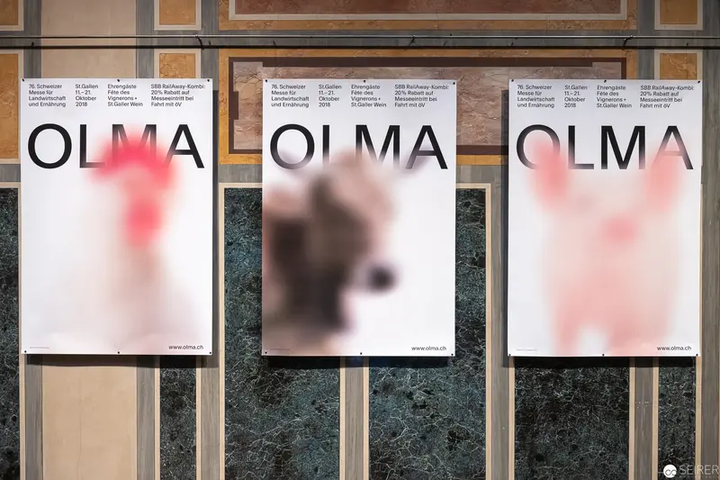 OLMA Promotional Posters Displaying Blurred Graphic Design at Museum Exhibition