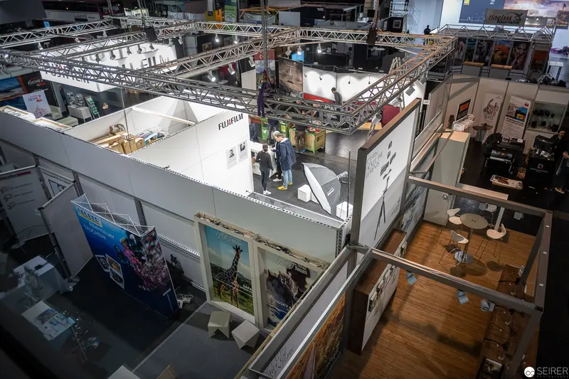 Trade Show Exhibition Space with Truss Lighting and Modular Display Booths