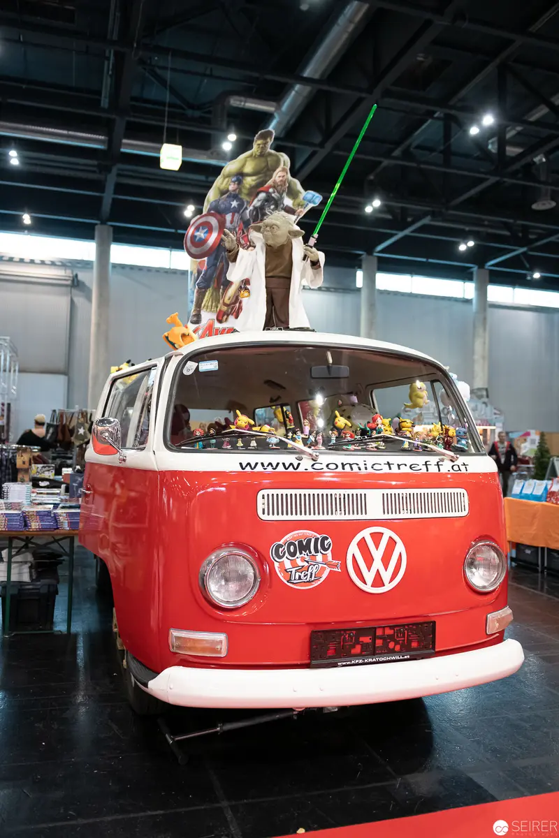 Classic VW Bus Transformed into Comic Con Display with Costumed Figure