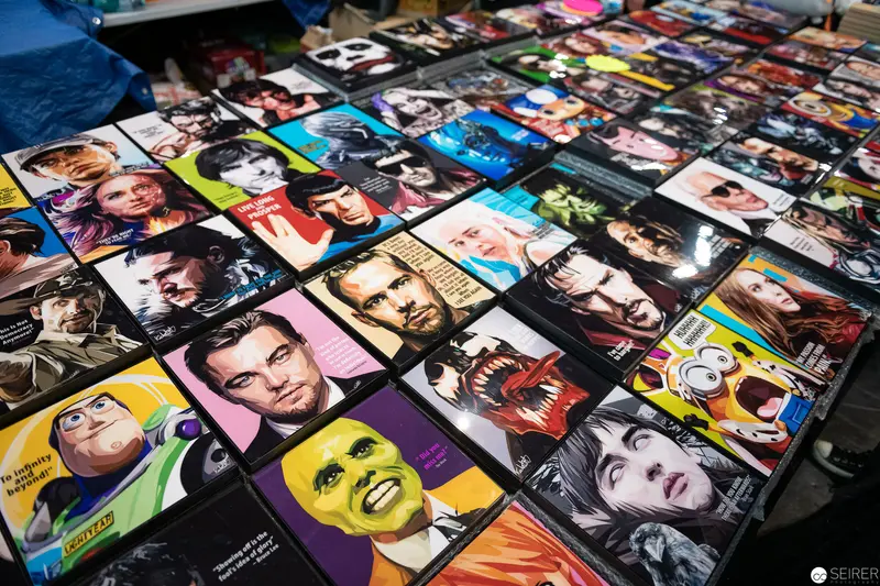 Colorful Collection of Pop Culture Character Portraits Displayed Across Surface