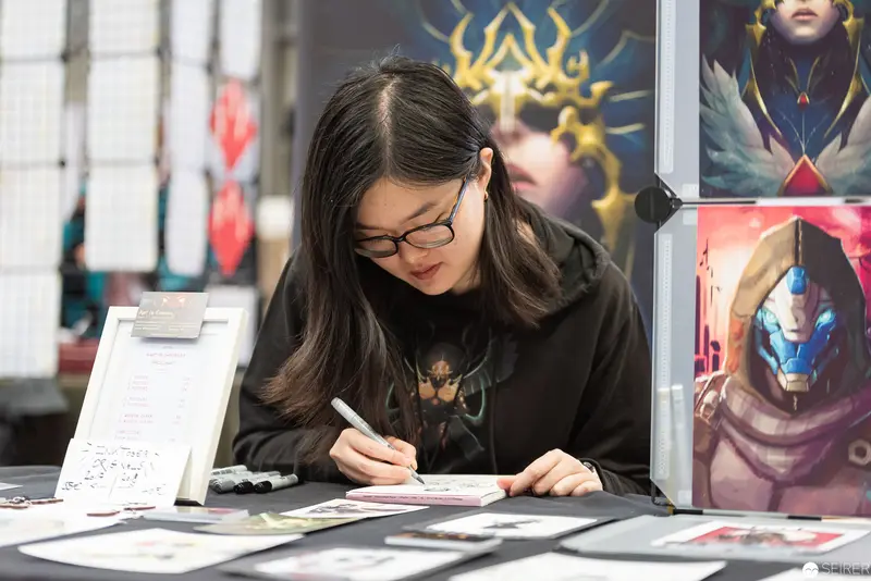 Artist Drawing at Vienna ComicCon 2019 Comic Book Illustration Booth