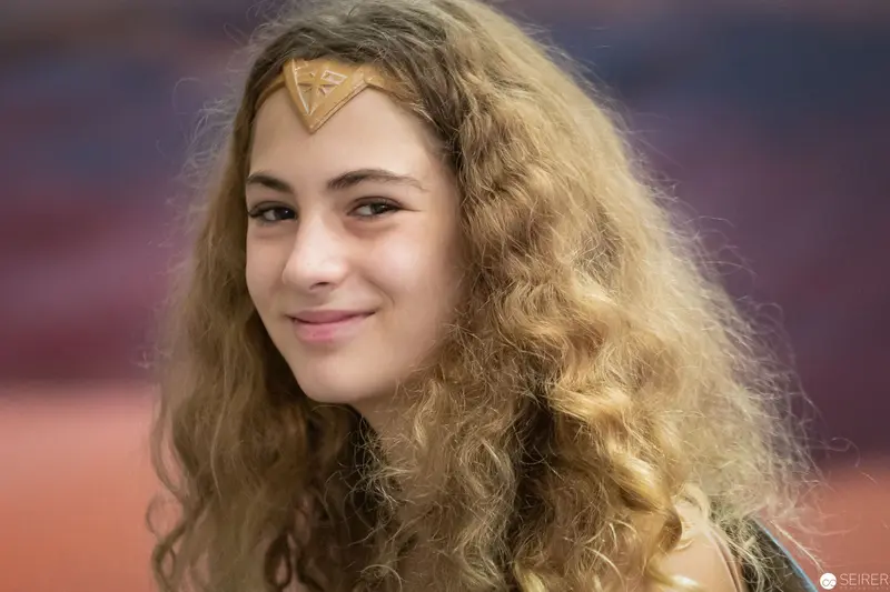 Young Cosplayer in Wonder Woman Tiara at Vienna ComicCon 2019