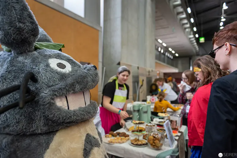 Totoro Mascot Greets Visitors at Vienna ComicCon 2019 Food Station