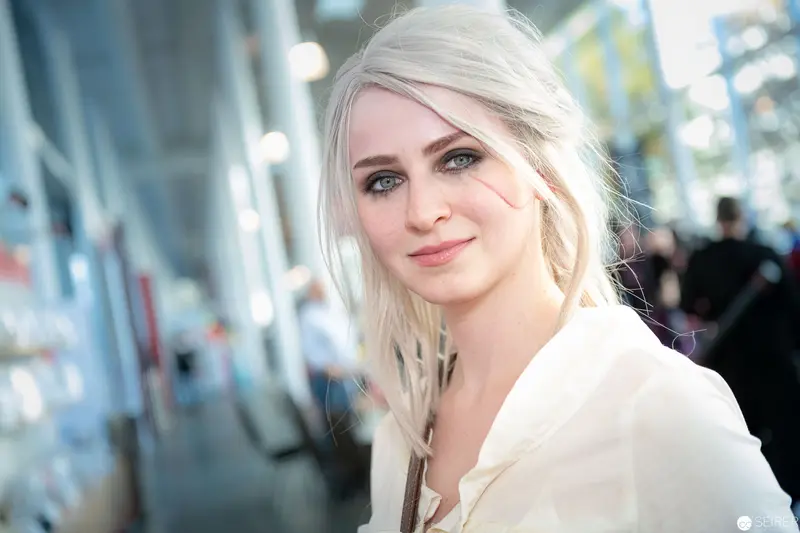 Young Woman in White at Urban Street Scene during Vienna ComicCon 2019