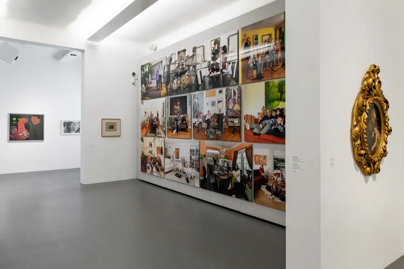 Exhibition View of Densely Arranged Photographic Montage at Dom Museum Vienna