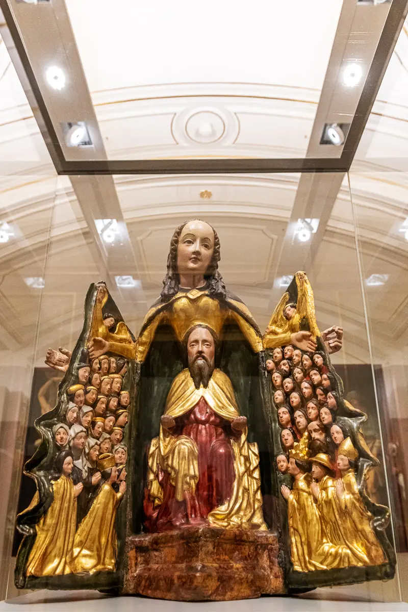 Ornate Sculptural Altarpiece with Central Religious Figure and Angelic Attendants