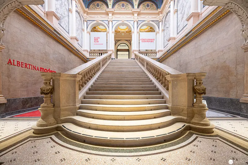 Majestic Grand Staircase of the Albertina Museum in Vienna