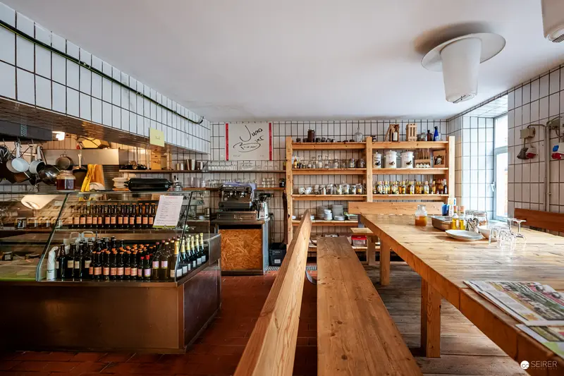 Interior of Gegenbauer Vinegar and Oil Shop in Vienna with Rustic Wooden Furnishings