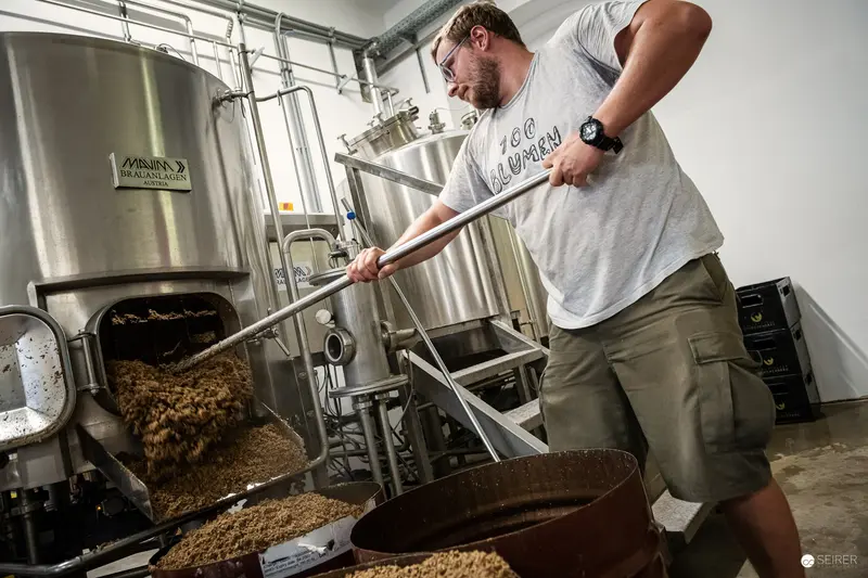 Craftsman Brewing Grains at 100 Biere Private Brewery in Vienna