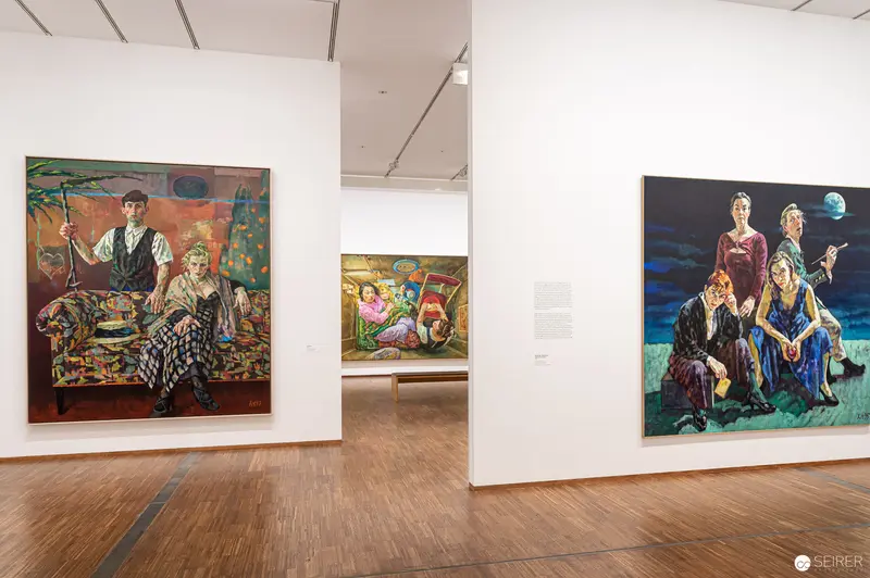 Xenia Hausner's "True Lies" Exhibition View with Vibrant Group Portraits at Albertina