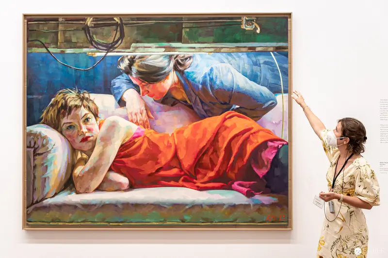 Xenia Hausner "True Lies" Exhibition: Intimate Painting of Reclining Figures at Albertina