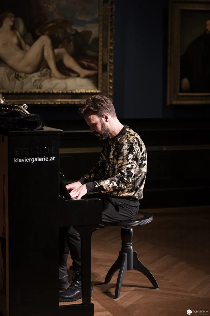 Pianist Performing at Kunsthistorisches Museum Wien during Ganymed Performance