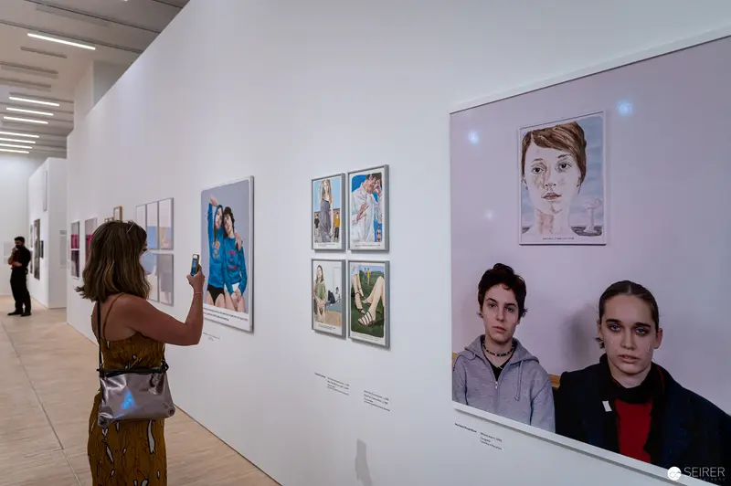 Landesgalerie Niederösterreich Exhibition View with Gallery Visitor and Portrait Subjects